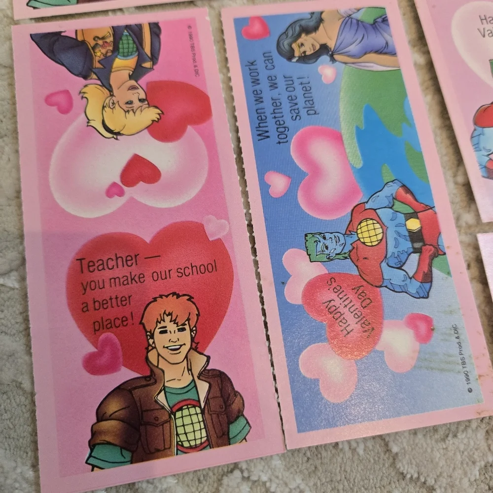 10 Vintage 1990 Captain Planet Valentine's Day Cards With Envelopes